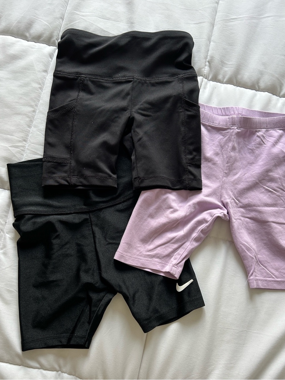 3 Kids' Black and Lavender Bike Shorts Bundle